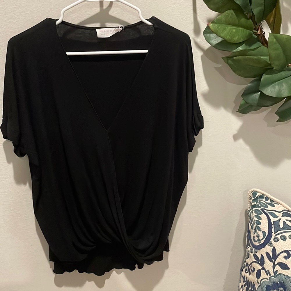 Black faux wrap top